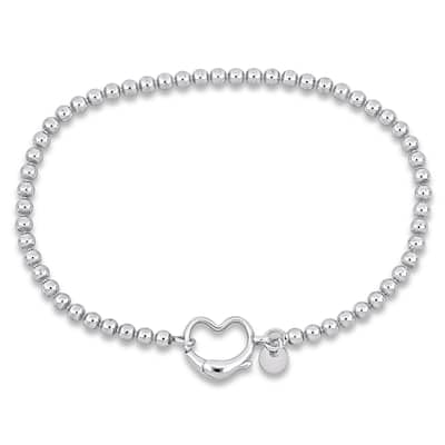 Miadora Ball Link Bracelet with Heart Clasp in Sterling Silver