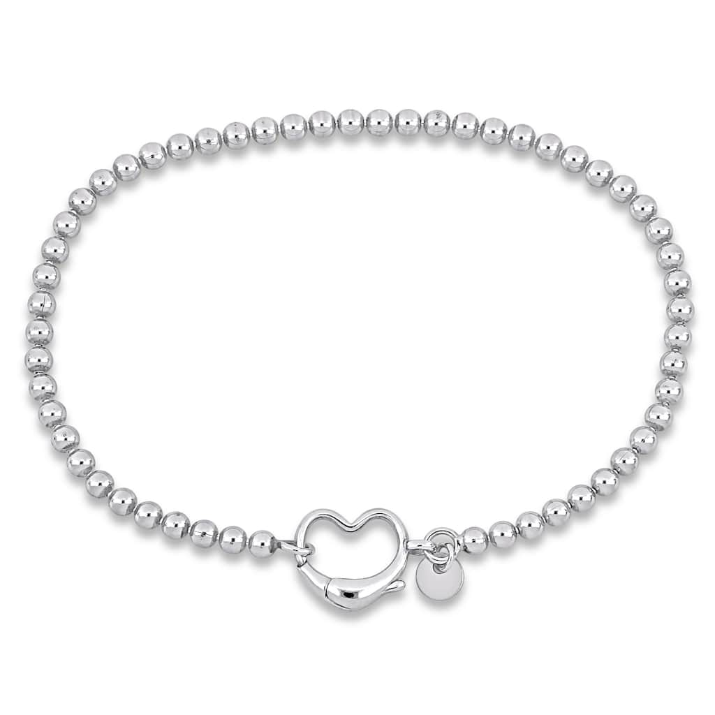 Miadora Ball Link Bracelet with Heart Clasp in Sterling Silver