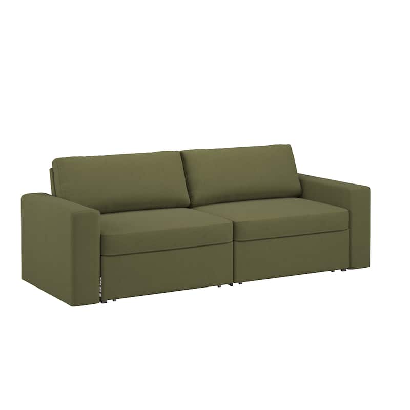 Soma Upholstered Sofa with 2 Hidden Metal Wire Storage Drawers by iNSPIRE Q Modern - Green