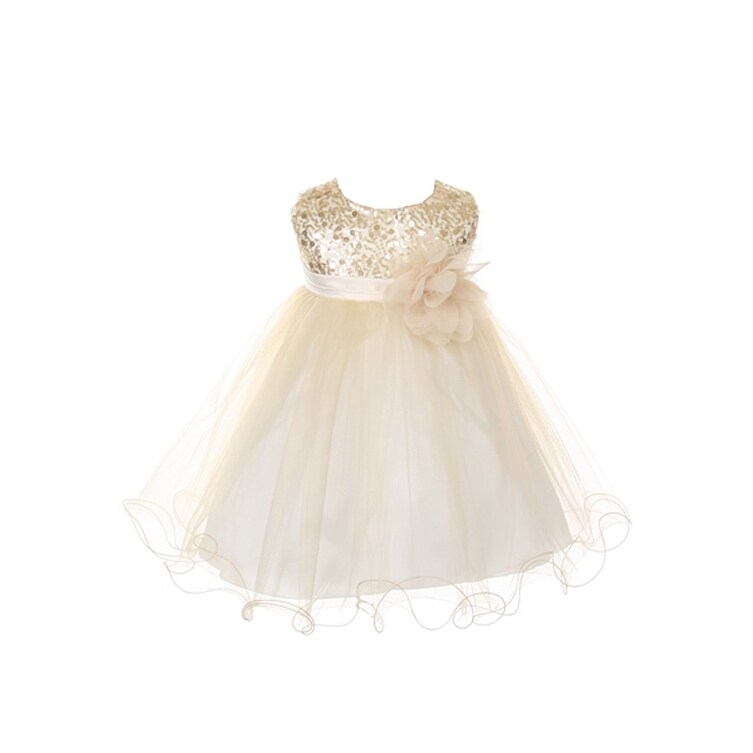 baby girl white and gold dress