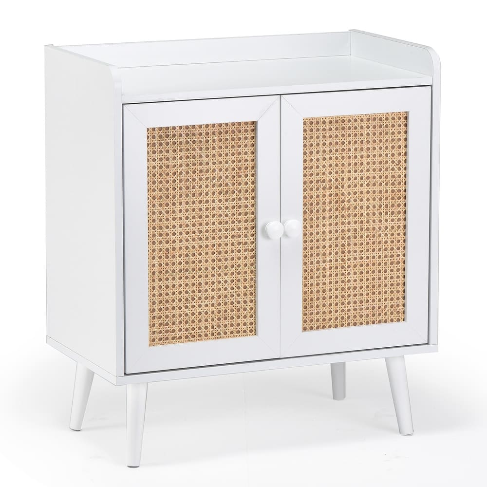 Sideboard Buffet Cabinet with Storage, Bar Liquor Cabinet with Rattan Decorated Doors, Credenza Console Tablefor Dining Room