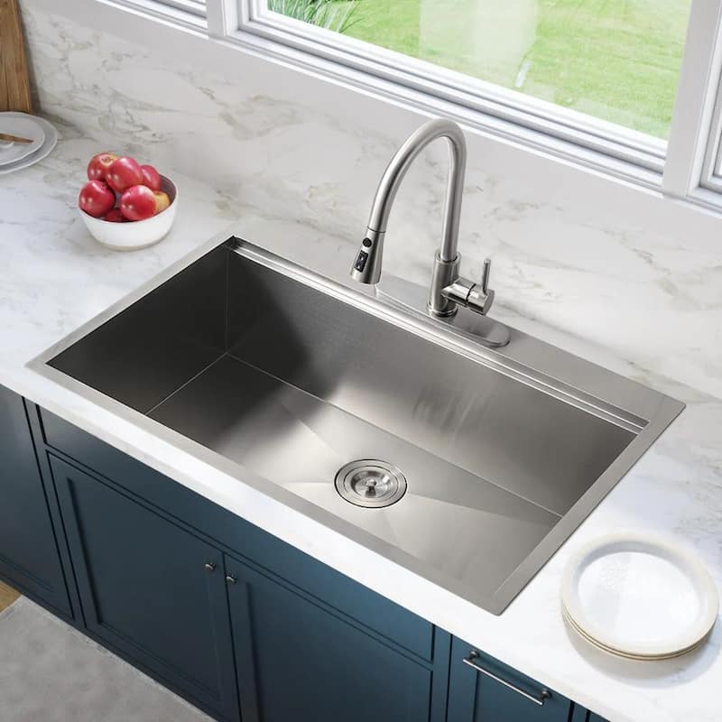 DORNBERG 33 Inch Kitchen Sink Single Bowl Sink in Stainless Steel
