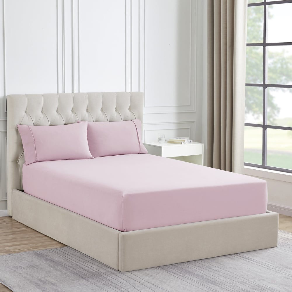 Sweet Home Collection Solid Flannel Fitted Sheet, Bottom Sheets with Built in Sheet Straps