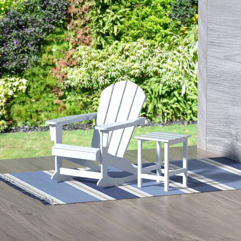 Polytrends Laguna Hdpe All Weather Outdoor Patio Rocking Chair With Side Table (2-Piece Set) - White