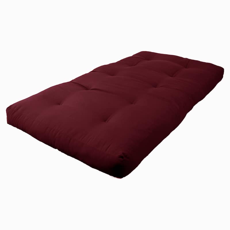 6-inch Thick Twill Futon Mattress (Twin, Full, or Queen) - Burgundy - Twin