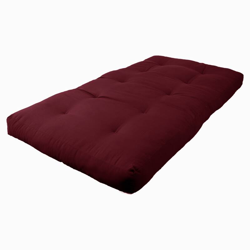 6-inch Thick Twill Futon Mattress (Twin, Full, or Queen) - Twin - Burgundy