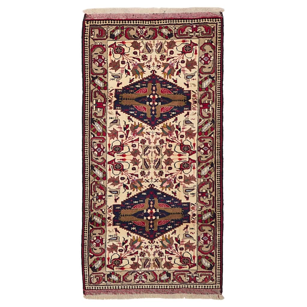 ECARPETGALLERY Hand-knotted Teimani Cream Wool Rug - 3'6 x 6'11