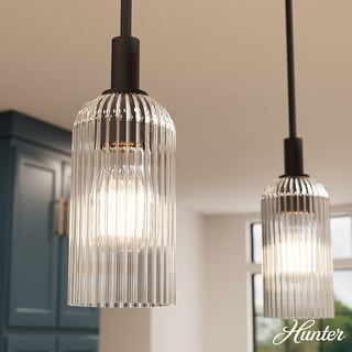 Hunter + Jasmine Roth Beverly Glen Ribbed Glass 1-Light 4" Mini Pendant - Kitchen Island, Bedside - Transitional, Modern