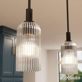 Hunter + Jasmine Roth Beverly Glen Ribbed Glass 1-Light 4" Mini Pendant - Kitchen Island, Bedside - Transitional, Modern