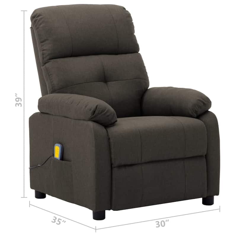 vidaXL Massage Chair Massaging Recliner Push Cozy Chair for Elderly Fabric - 30" x 35.4" x 39.4"