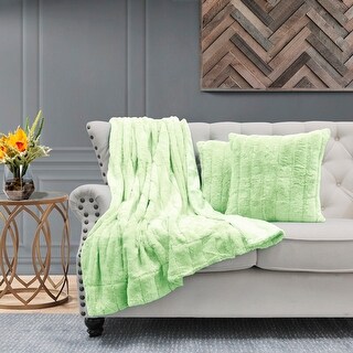 BOON Rabbit Faux Fur Throw & Pillow Combo Set