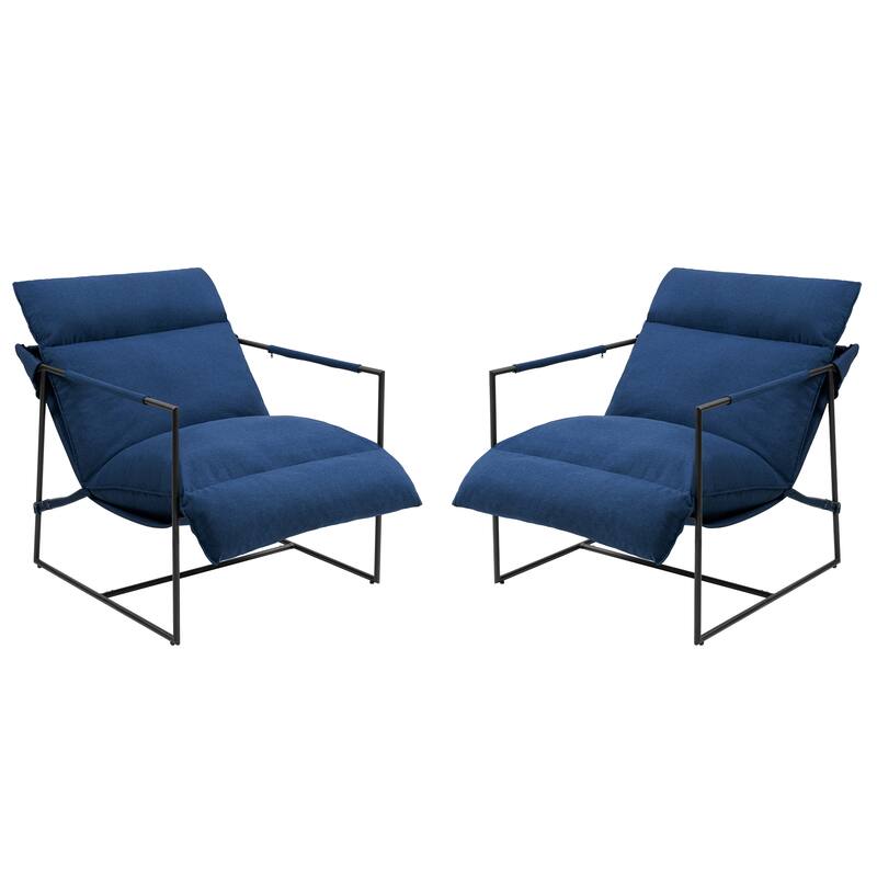 Metal Framed Sling Fabric Accent Chair Set of 2