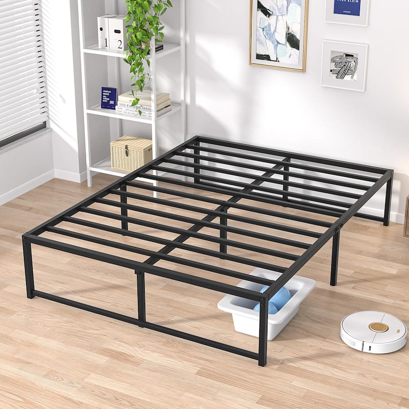 VECELO 14/16/18 inch Metal Platform Bed Frames Steel Slat,Mattress Foundation with Steel Slat Support/No Box Spring Needed