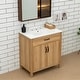 preview thumbnail 5 of 37, Natural Oak Bathroom Vanity with Ceramic Sink Solid Wood MDF Storage Cabinet for Bathroom 24/30/48/60 inches