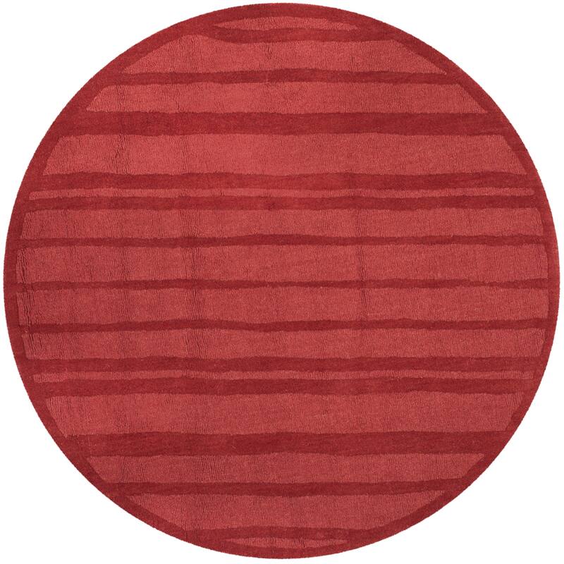 Martha Stewart by SAFAVIEH Freehand Stripe Wool Rug - 8' Round - Vermillion