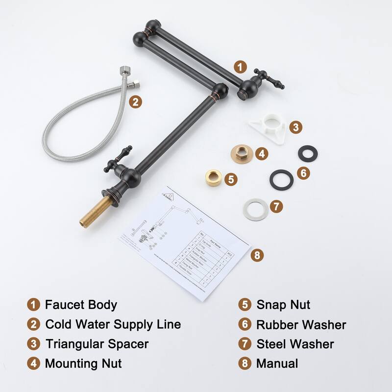 Vintage Deck Mount Pot Filler Kitchen Faucet, with Folding Stretchable Double Joint Swing Arms