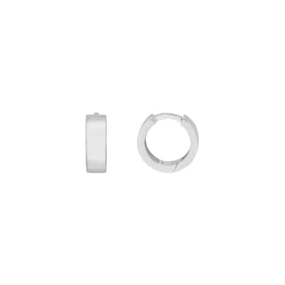 Curata 14k White Gold 10.50x3.45mm Round Hoop Earrings