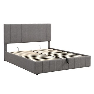 Queen Platform Bed Lift Up Bed Frame with Gas Lift up Hydraulic Storage ...