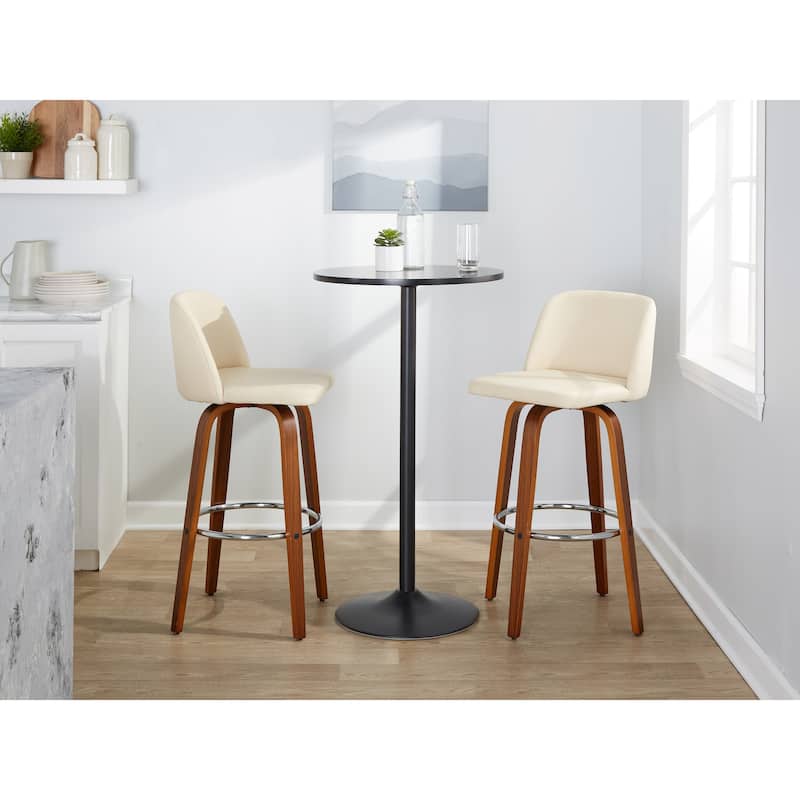 Carson Carrington Vallberga 30" Fixed-Height Bar Stool with Walnut Wood Base (Set of 2)