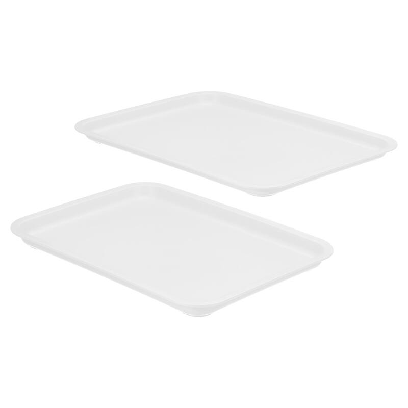 14x10" Fast Food Tray, 2 Pack Plastic Reusable Multi-Purpose Serving Tray White