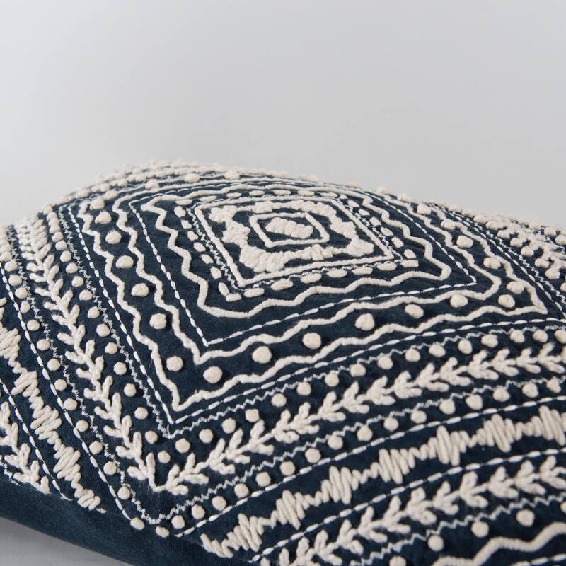Rizzy Home Geometric Embroidered Throw Pillow