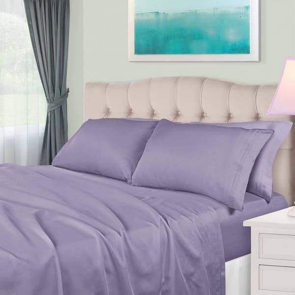 Superior Egyptian Cotton 650 Thread Count Deep Pocket Solid Sheet Set | Queen | Wisteria