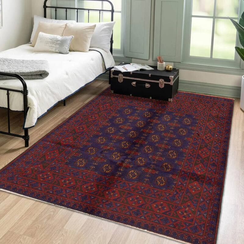 ECARPETGALLERY Hand-knotted Uzbek Kargahi Indigo Wool Rug - 5'0 x 6'1