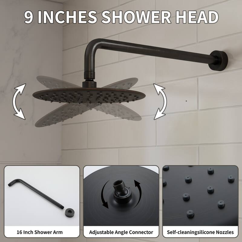 4-Spray Wall Mount Dual Fixed and Handheld Shower Head with Slide Bar and Tub Spout, Valve included