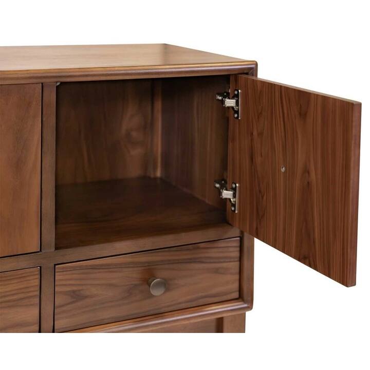 Mid-Century Modern Wood Sideboard, Fully Assembled, Brown