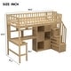 preview thumbnail 4 of 26, Twin Loft Bed in Walnut with Integrated L-Shaped Desk, LED Lighting, Multi-Tier Storage Shelves, Cabinets, and Staircase