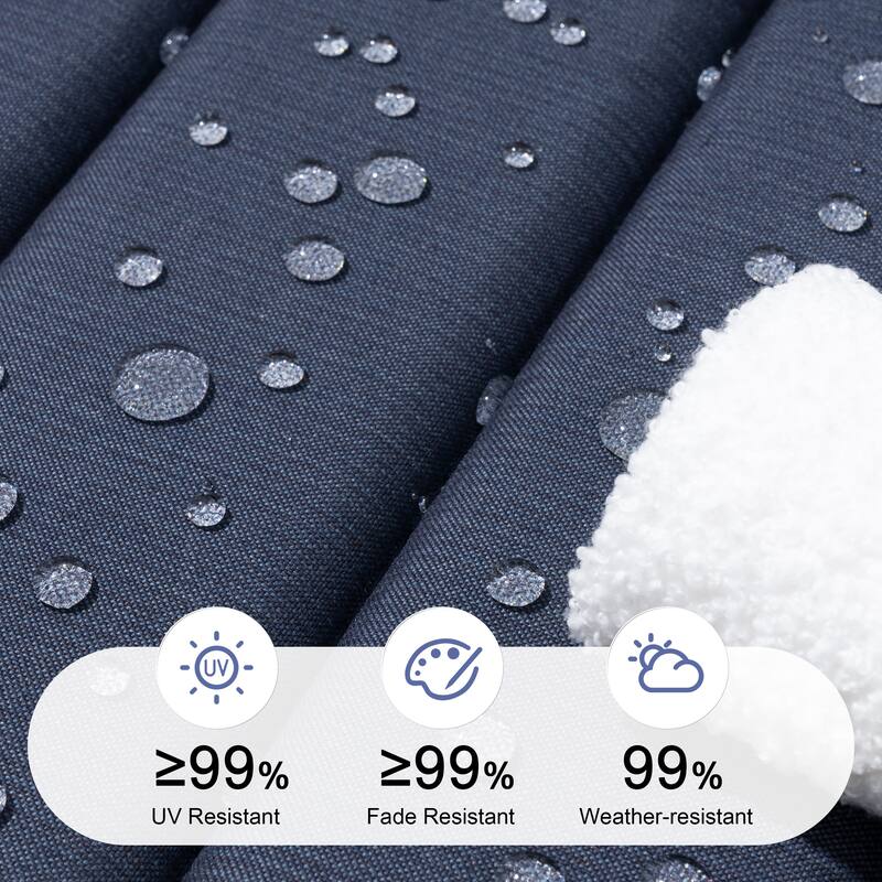 Outdoor Chaise Lounge Cushion Quilted Patio Sun Lounger Pad with Straps