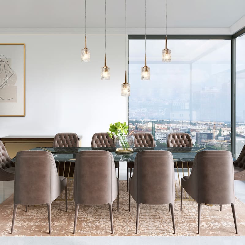 Laxow Modern 5-Light Gold Linear Chandelier Textured Glass Kitchen Island Lights - W 42.5" x H 12.2"