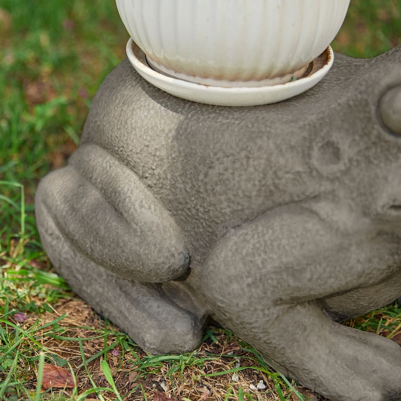 Glitzhome MGO Snail Frog Garden Statue Indoor Outdoor Art Figurine Planter Stand