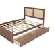 preview thumbnail 35 of 46, Rattan Platform Bed Frame with 4 Storage Drawers and Wooden Rattan Headboard for Kids, No Box Spring Needed