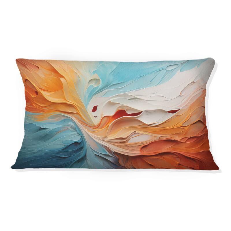 Designart "Teal Orange Bold Abstract Flow Collage I" Abstract Collages Printed Throw Pillow