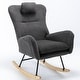 preview thumbnail 13 of 48, Modern Living Room Teddy Fabric Rocking Chair with Pocket and Headrest, Dark Green