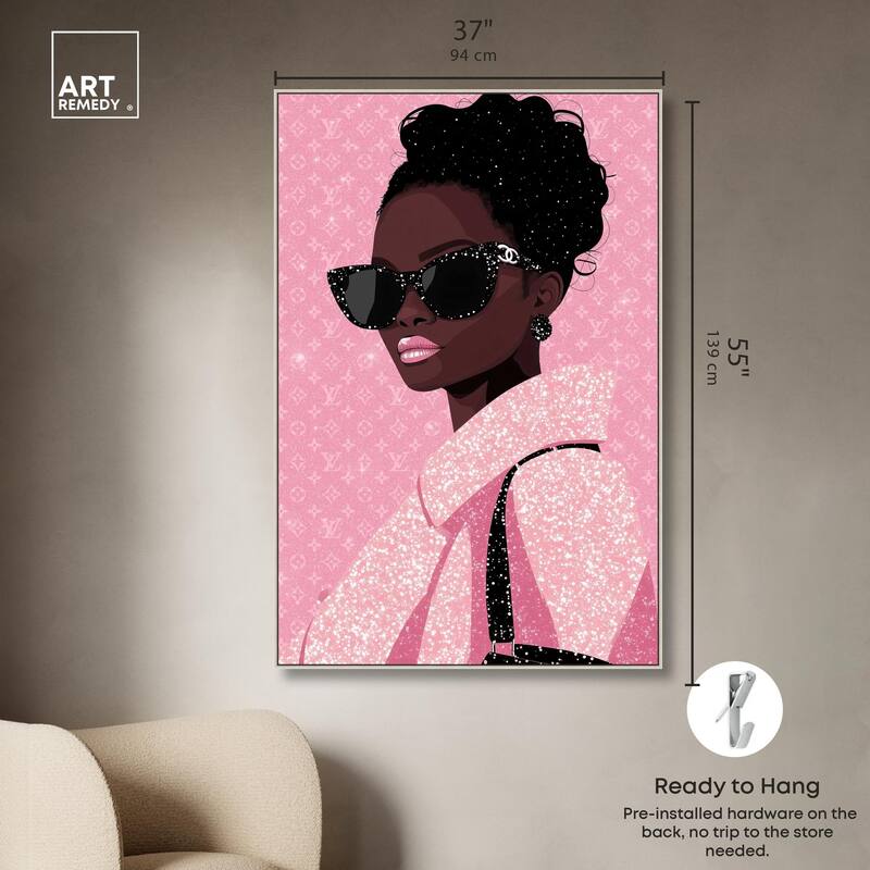 Pink Luxury Woman Canvas by Art Remedy