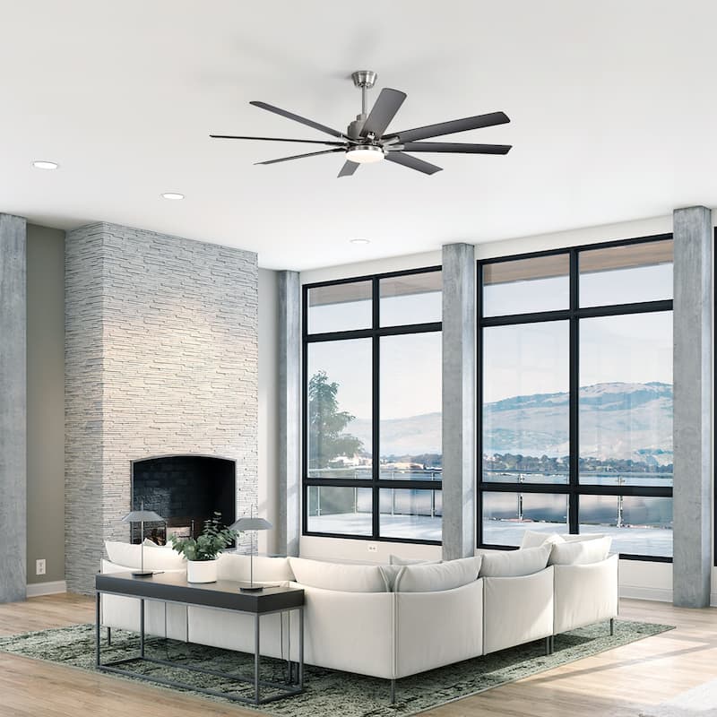 52" Indoor Noiseless Ceiling Fan with Integrated LED Light and Remote