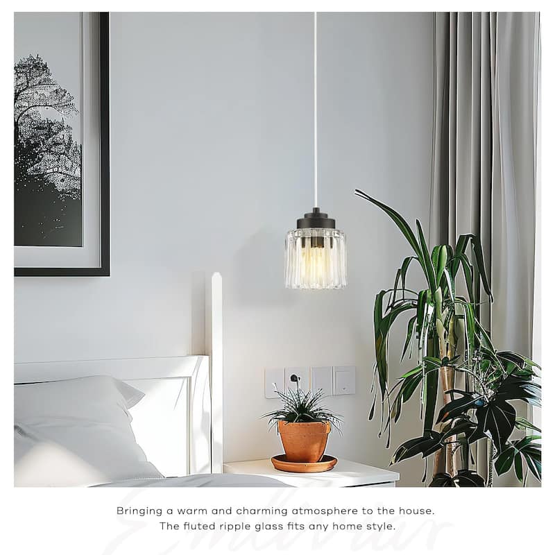 3-Pack Clear Fluted Ripple Glass Adjustable Pendant Lights