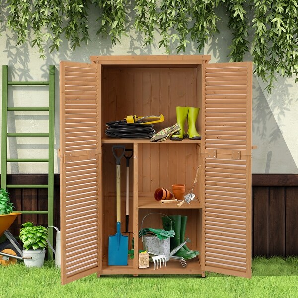 Outsunny 3 X 5 Wooden Garden Storage Shed With Asphalt Roof And 2 Large