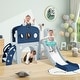 preview thumbnail 10 of 25, 7 in 1 Toddler Slide Set, Freestanding Spaceship Set with Slide, Kids Slide Playset Structure, Arch Tunnel and Basketball Hoop Blue