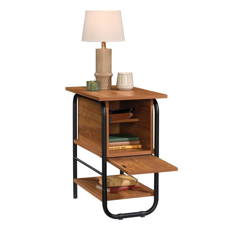 Wood Traditional Shaker Side Table with Concealed Storage, Natural Cherry - 15.51" L x 23.47" W x 25.98" H