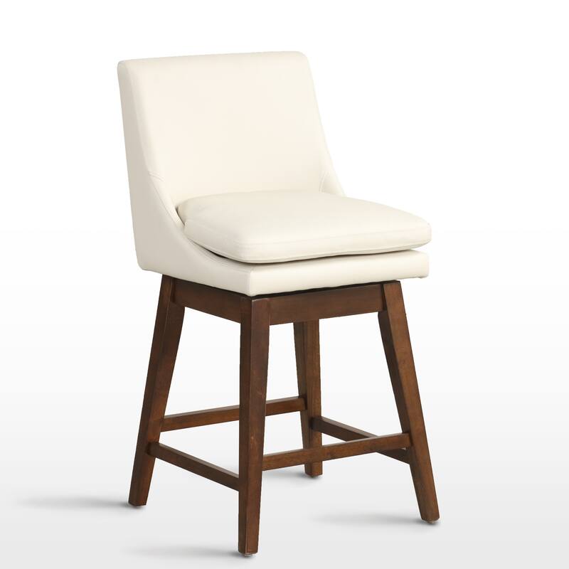 26.4" Swivel Counter Stool with Solid Wood Frame ( Set of 2 )