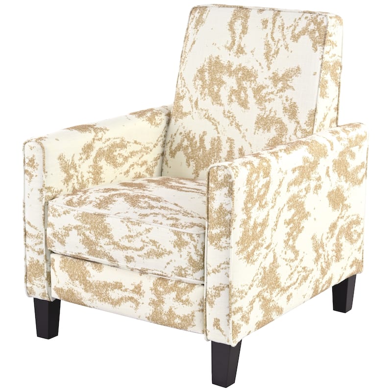 Recliner Chair with Adjustable Push-Back Mechanism, Armchair with Wood Legs, Deep Seating Lounge Chaise Chair