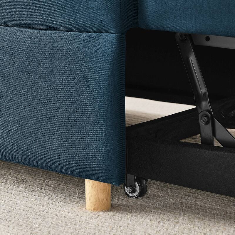 Roomfitters Convertible Sleeper Sofa Chair with Adjustable Backrest, Pullout Bed and Wheels, Linen Fabric