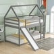 preview thumbnail 1 of 16, Modern Twin Size Wood Bunk House Bed with Slide, Ladder & Roof, Gray Grey