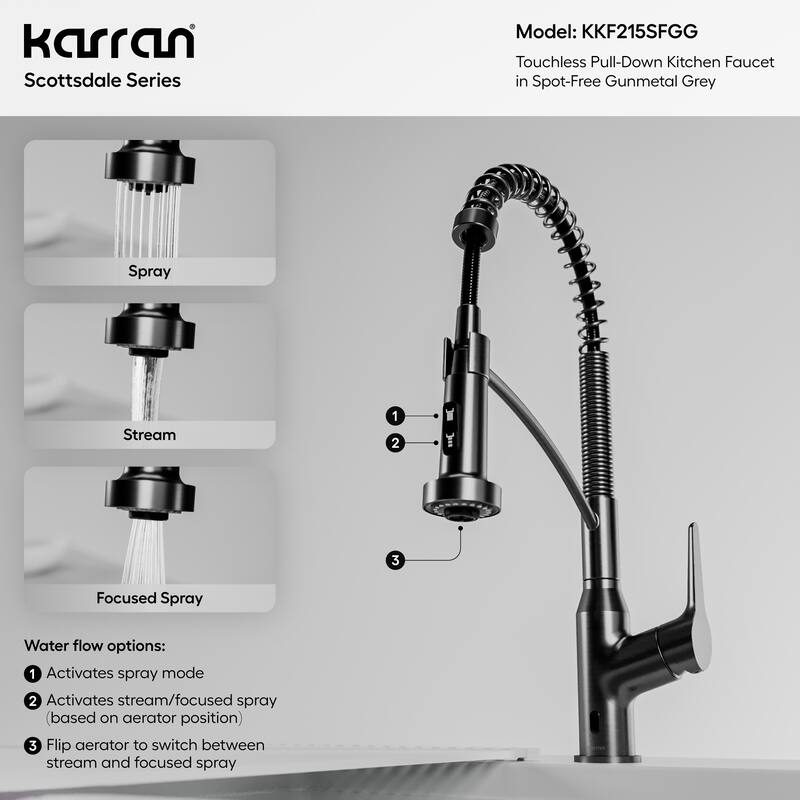 Karran Scottsdale Single-Handle Pull-Down Sprayer Touchless Kitchen Faucet