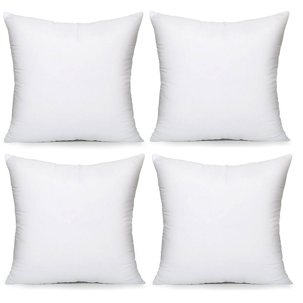 Hypoallergenic Pillow Insert Form Cushion, 18" L x 18" W, Pack of 4