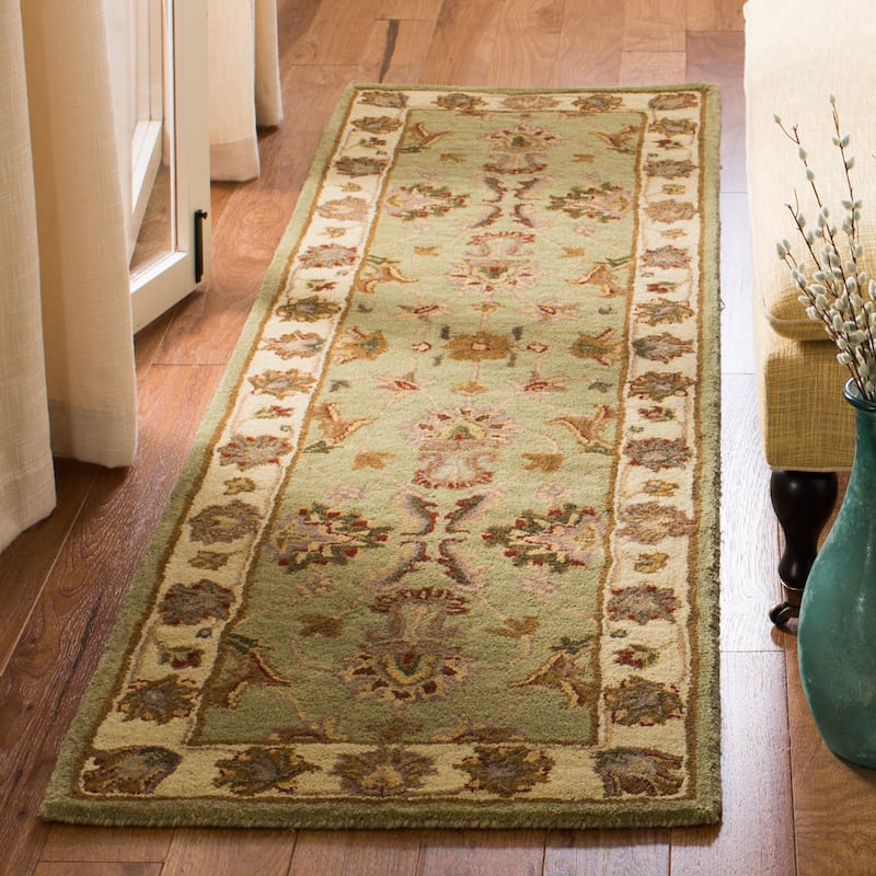 SAFAVIEH Handmade Heritage Kimono Traditional Oriental Wool Rug - 2'3" x 10' Runner - Green/Gold