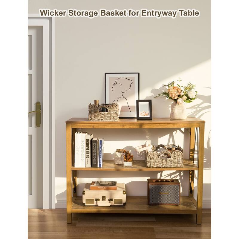 StorageWorks 2-pack Scalloped Edge Wicker Storage Baskets with Built-in Handles